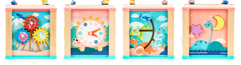 Homelux Jucărie cub din lemn Montessori 5 în 1, dinozaur Mobalis Homvera