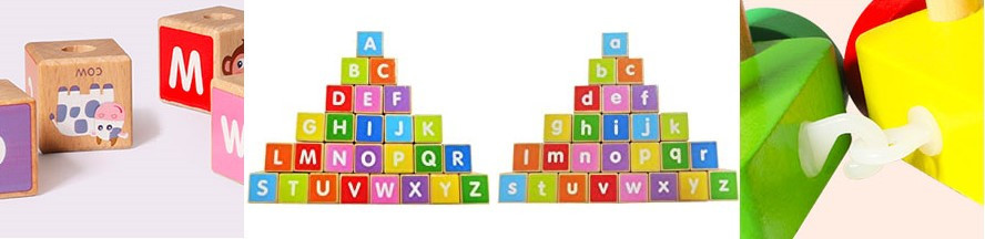 Homelux Trenuleț de lemn cu alfabetul cu blocuri de construcție educative Mobalis Homvera