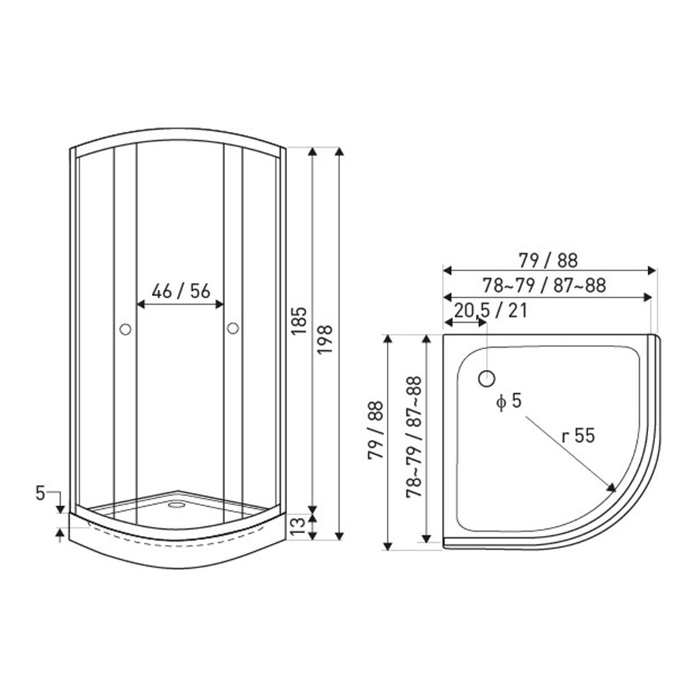 Kerra Cabină de duș curbată Leo 90 cromată cu cădiță de duș Mobalis Homvera