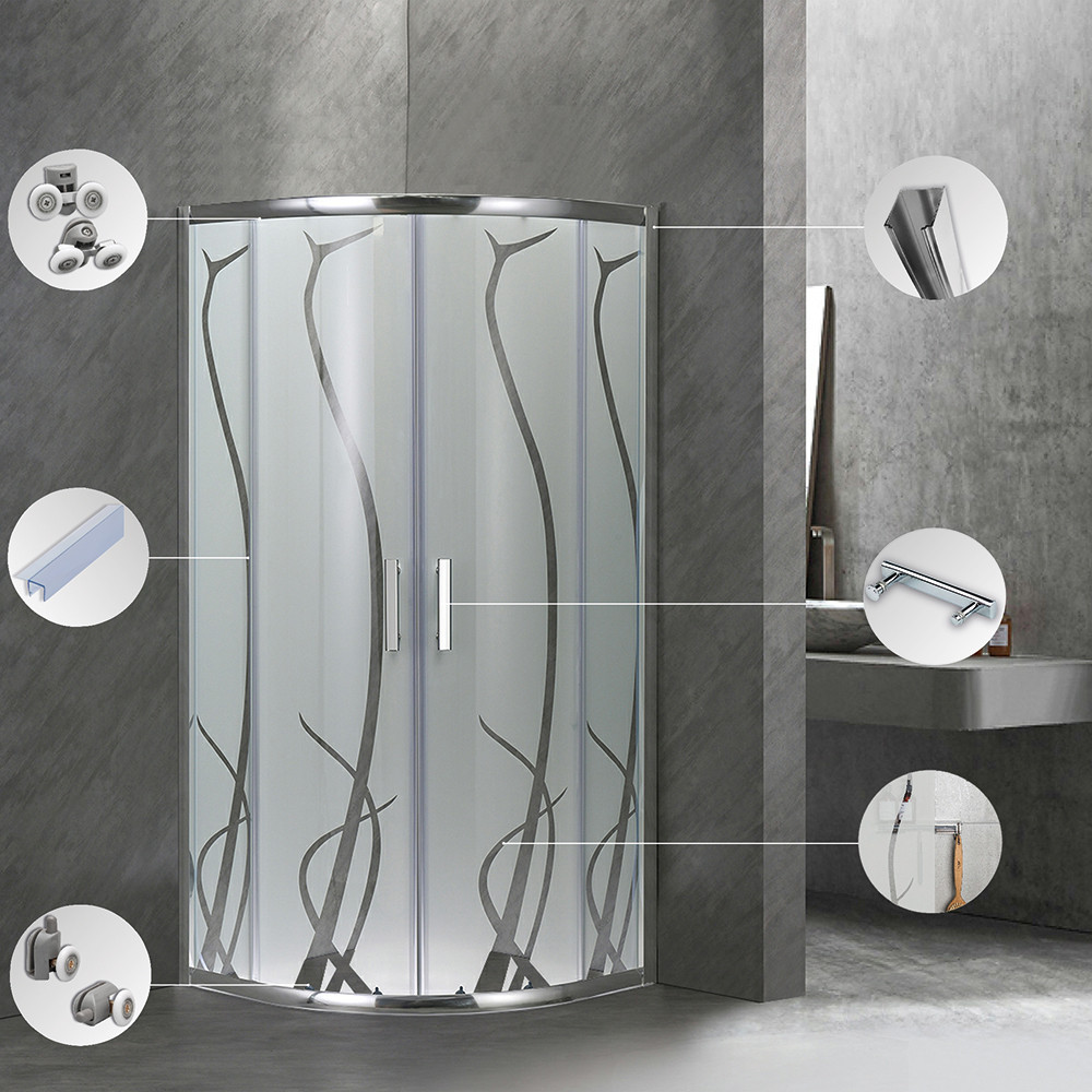 Leziter Cabină de duș curbată Spirit Bamboo 90x90 cm fără cădiță de duș Mobalis Homvera