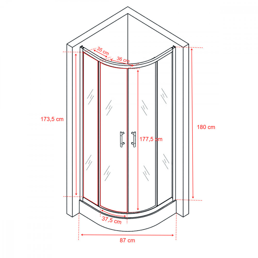 Leziter Cabină de duș curbată Spirit Bamboo 90x90 cm fără cădiță de duș Mobalis Homvera