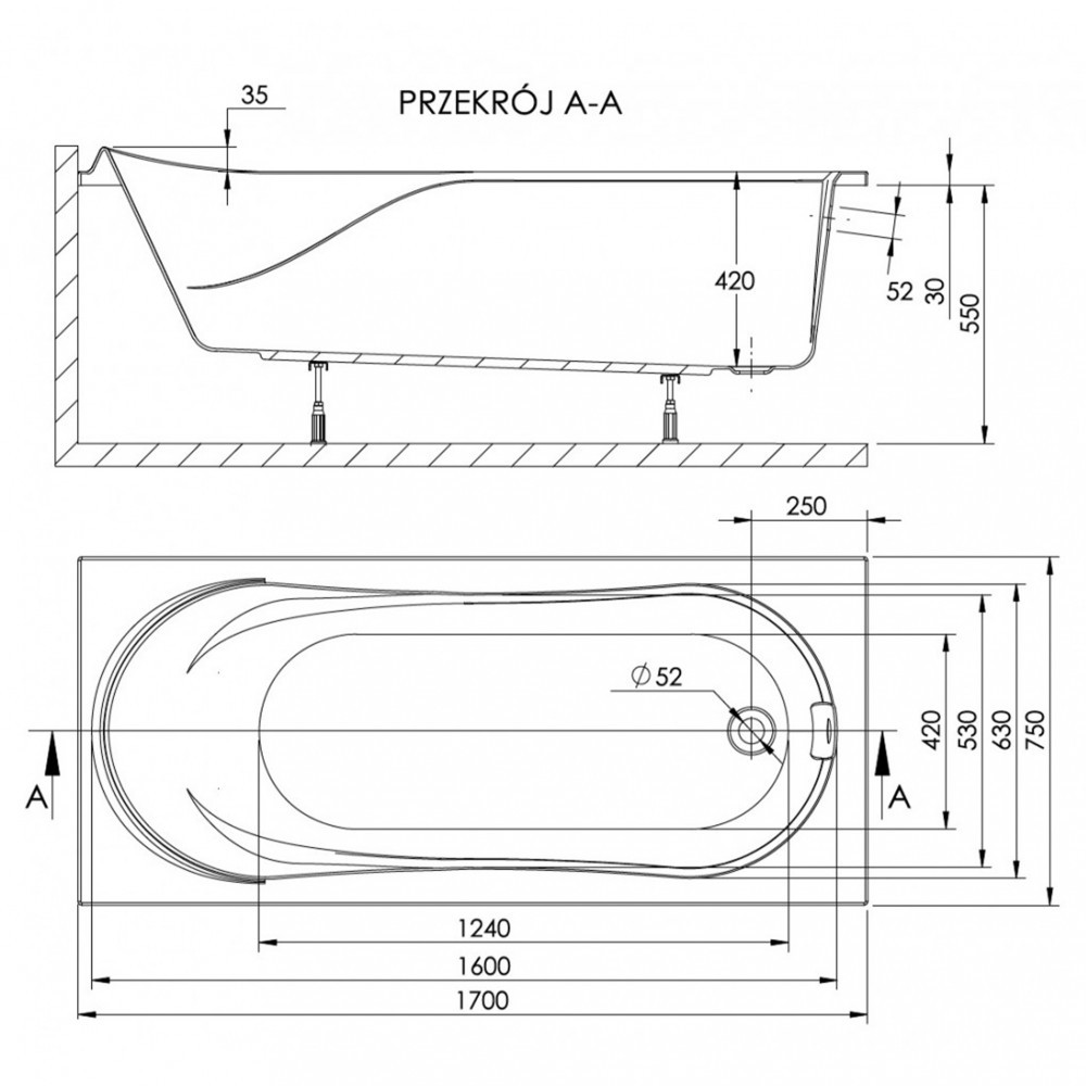 Kerra Cadă de baie dreaptă Wivea 170 Mobalis Homvera