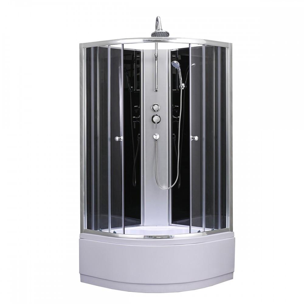 Leziter Cabină de duș Karolino 90x90 cm neagră cu tavă adâncă Mobalis Homvera