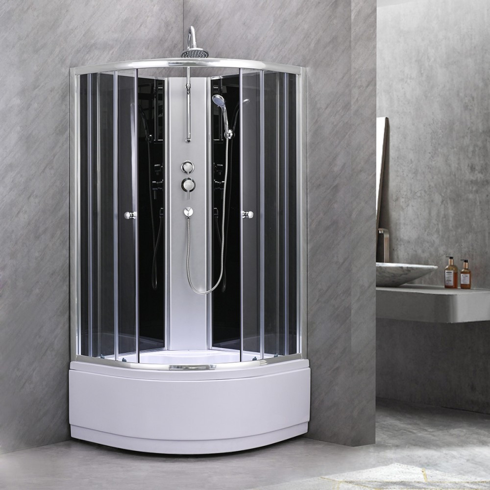 Leziter Cabină de duș Karolino 90x90 cm neagră cu tavă adâncă Mobalis Homvera