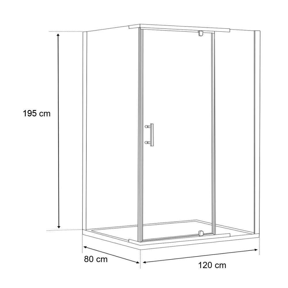 Leziter Cabină de duș asimetrică Galatro 80x120 cm fără cădiță de duș Mobalis Homvera