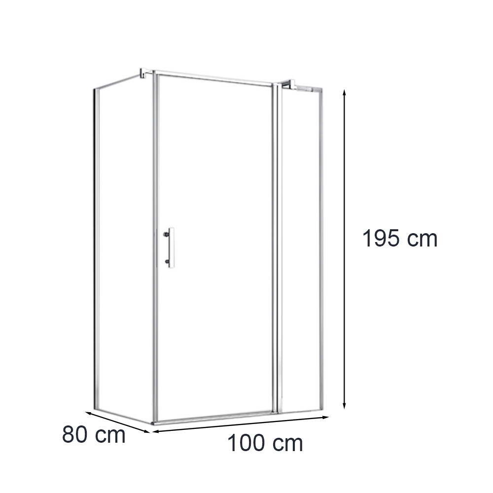 Leziter Cabină de duș asimetrică simplă de 80x100 cm cu ușă batantă fără cădiță de duș Mobalis Homvera