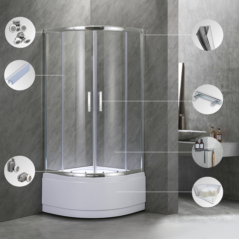 Leziter Cabină de duș curbată Spirit Deep 90x90 cm cu cădiță de duș Mobalis Homvera