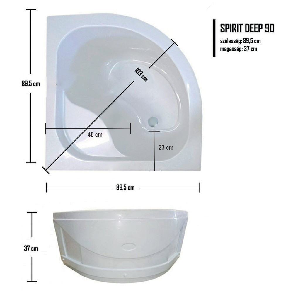 Leziter Cabină de duș curbată Spirit Deep 90x90 cm cu cădiță de duș Mobalis Homvera