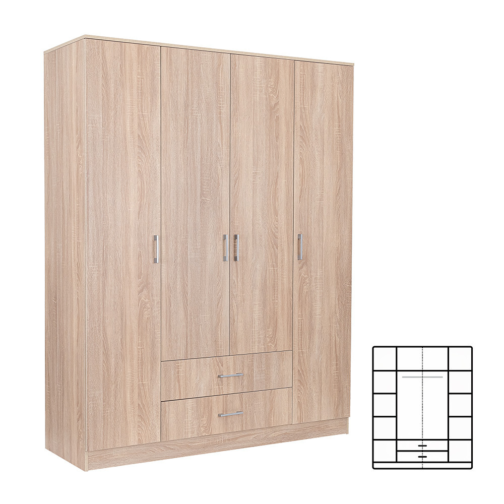 Leziter Dulap Miami 160x205 cm stejar sonoma-stejar sonoma Mobalis Homvera