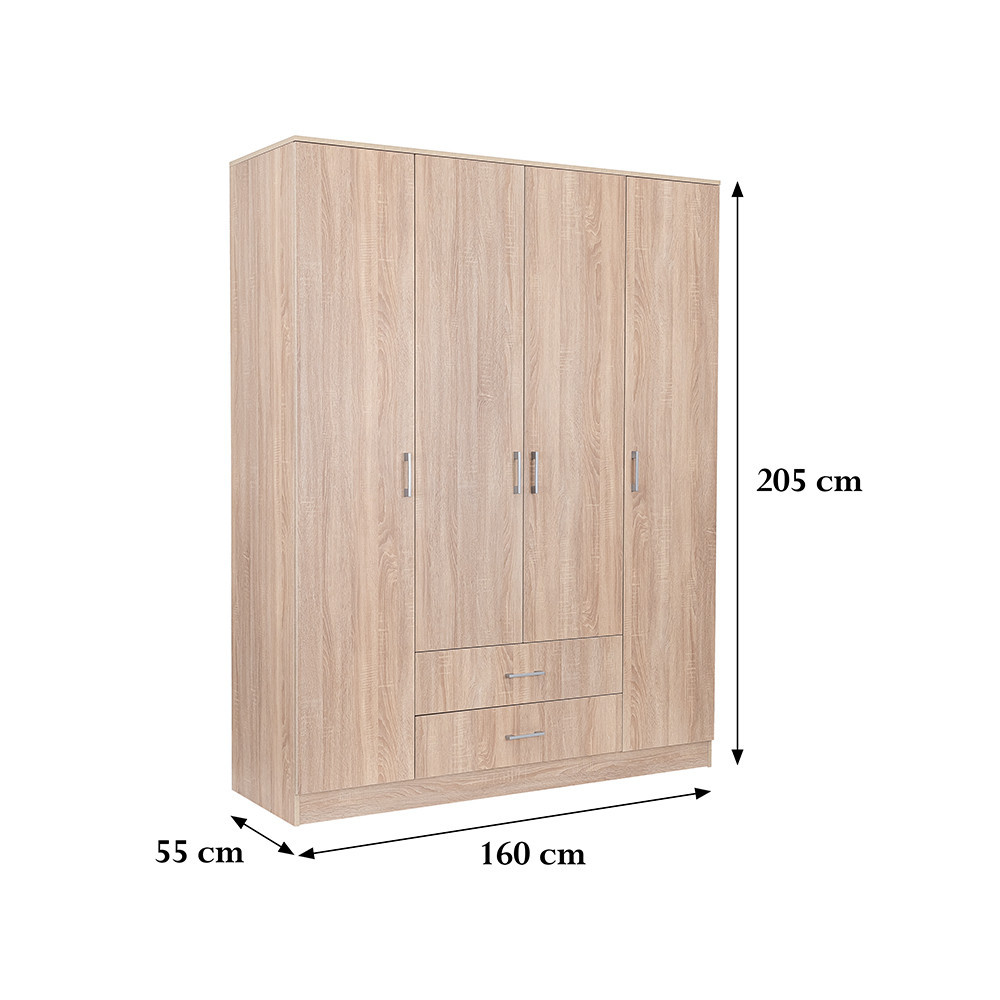 Leziter Dulap Miami 160x205 cm stejar sonoma-stejar sonoma Mobalis Homvera