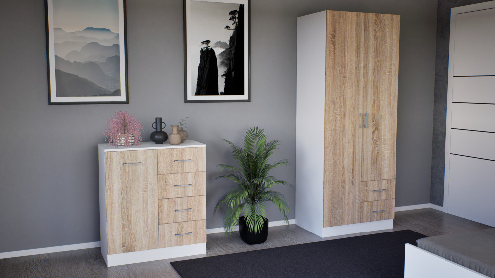 Leziter Dulap Miami 80x205 cm stejar sonoma-alb Mobalis Homvera