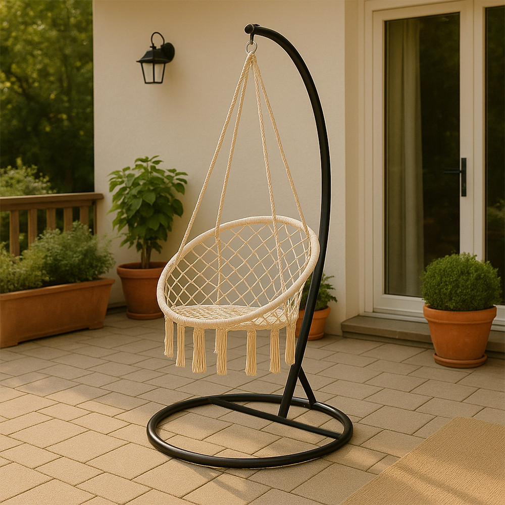 Leziter Scaun suspendat Cardenas cu suport bej-negru Mobalis Homvera