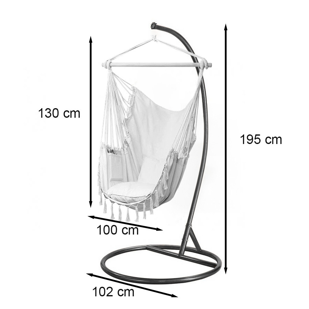 Leziter Scaun suspendat Puerto cu suport alb-negru Mobalis Homvera