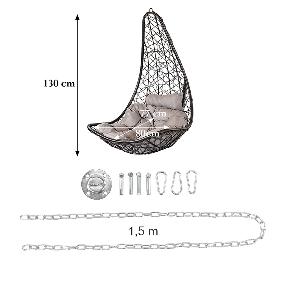 Leziter Scaun suspendat de grădină Natal Easy cu kit de montare alb Mobalis Homvera