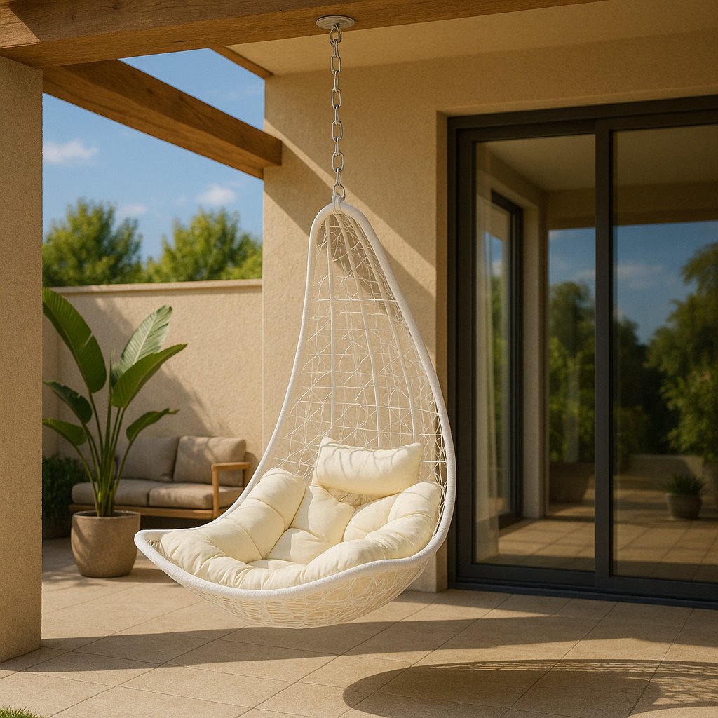 Leziter Scaun suspendat de grădină Natal Easy cu kit de montare alb Mobalis Homvera