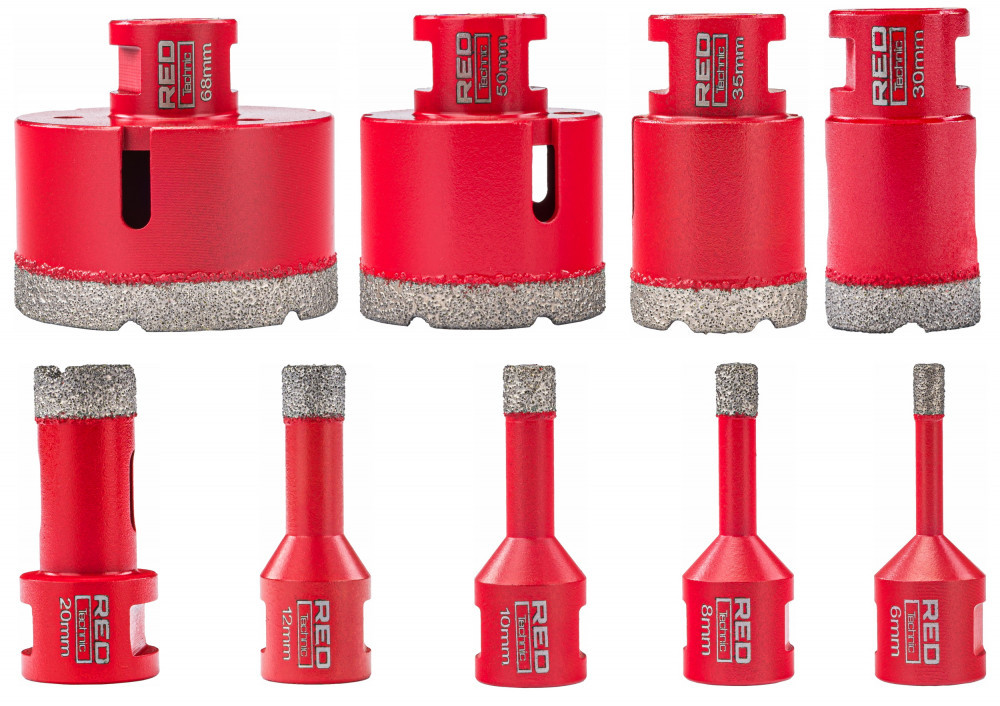 Red Technic Set de burghie cu 9 piese, adaptor pentru ferăstrău diamantat 6-68 mm HEX M14 RTZOD0046 Mobalis Homvera
