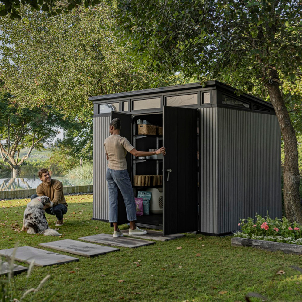 Curver Căsuță de grădină din plastic Signature PENT 9x7, gri venețian Mobalis Homvera