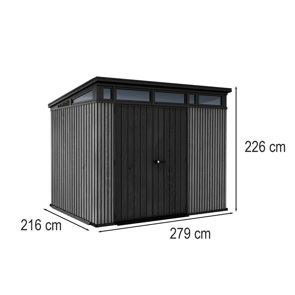 Curver Căsuță de grădină din plastic Signature PENT 9x7, gri venețian Mobalis Homvera