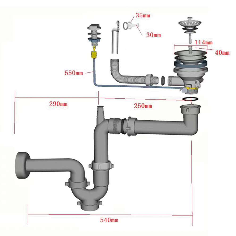 Leziter Sifon pentru chiuvetă cu 1 cuvă și scurgere automată Mobalis Homvera