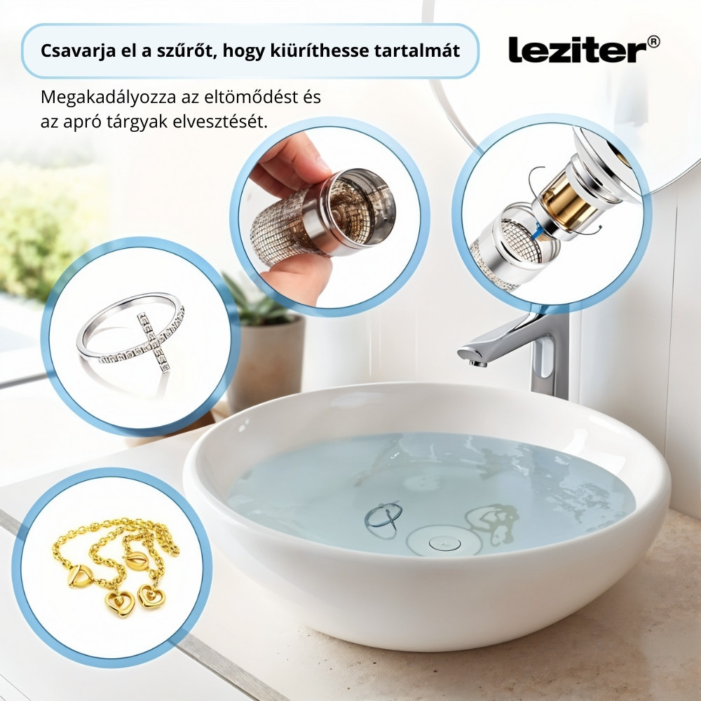 Leziter Dop de scurgere cu filtru din oțel inoxidabil 60 mm Mobalis Homvera