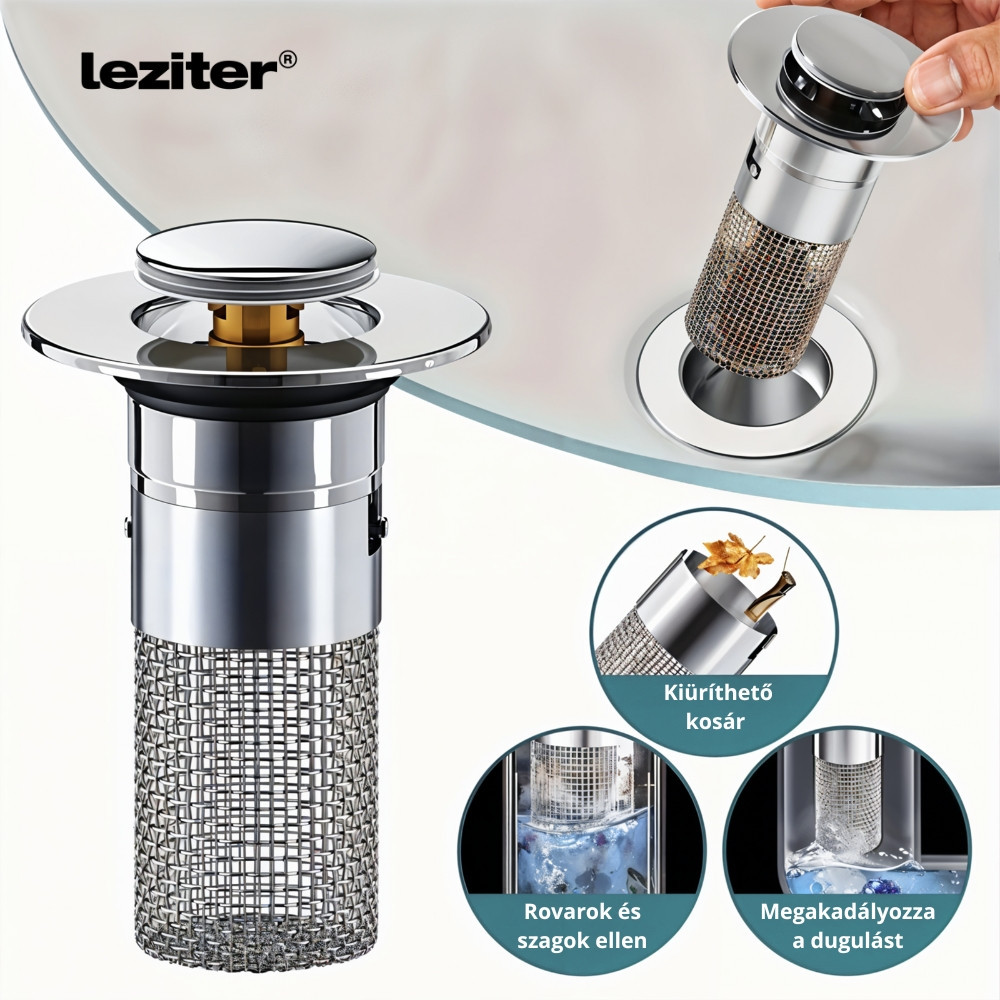 Leziter Dop de scurgere cu filtru din oțel inoxidabil 80 mm Mobalis Homvera