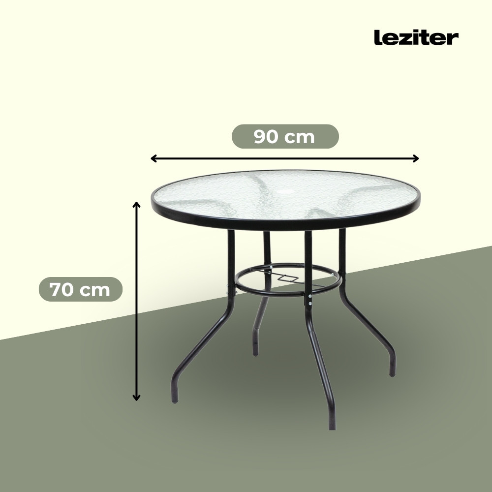 Leziter Masă de grădină Ordino cu cadru metalic și sticlă Mobalis Homvera