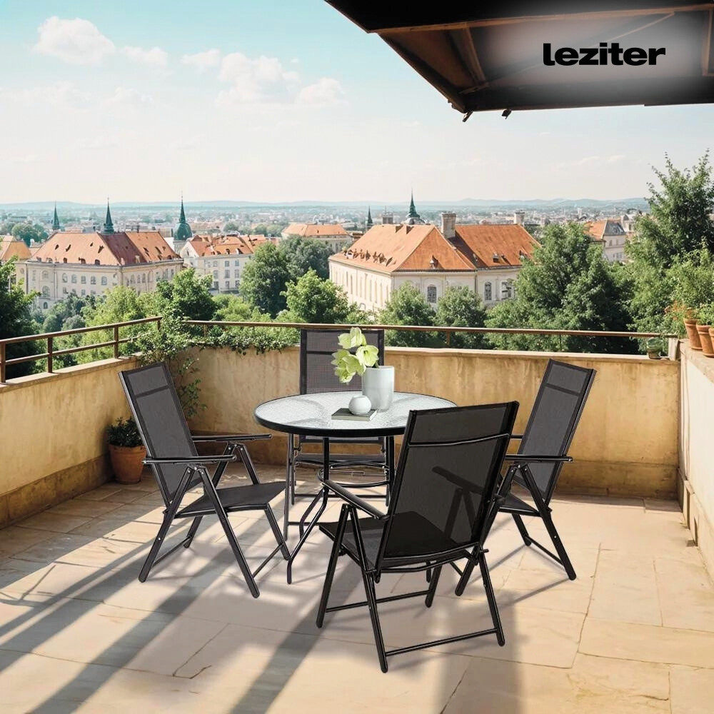 Leziter Masă de grădină Ordino cu cadru metalic și sticlă Mobalis Homvera