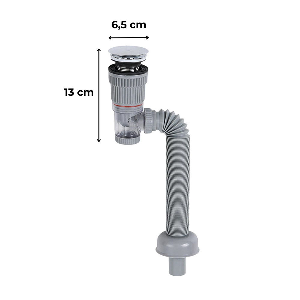 Leziter Scurgere Klikk-Klakk pentru lavoar standard cu sifon și țeavă flexibilă Mobalis Homvera