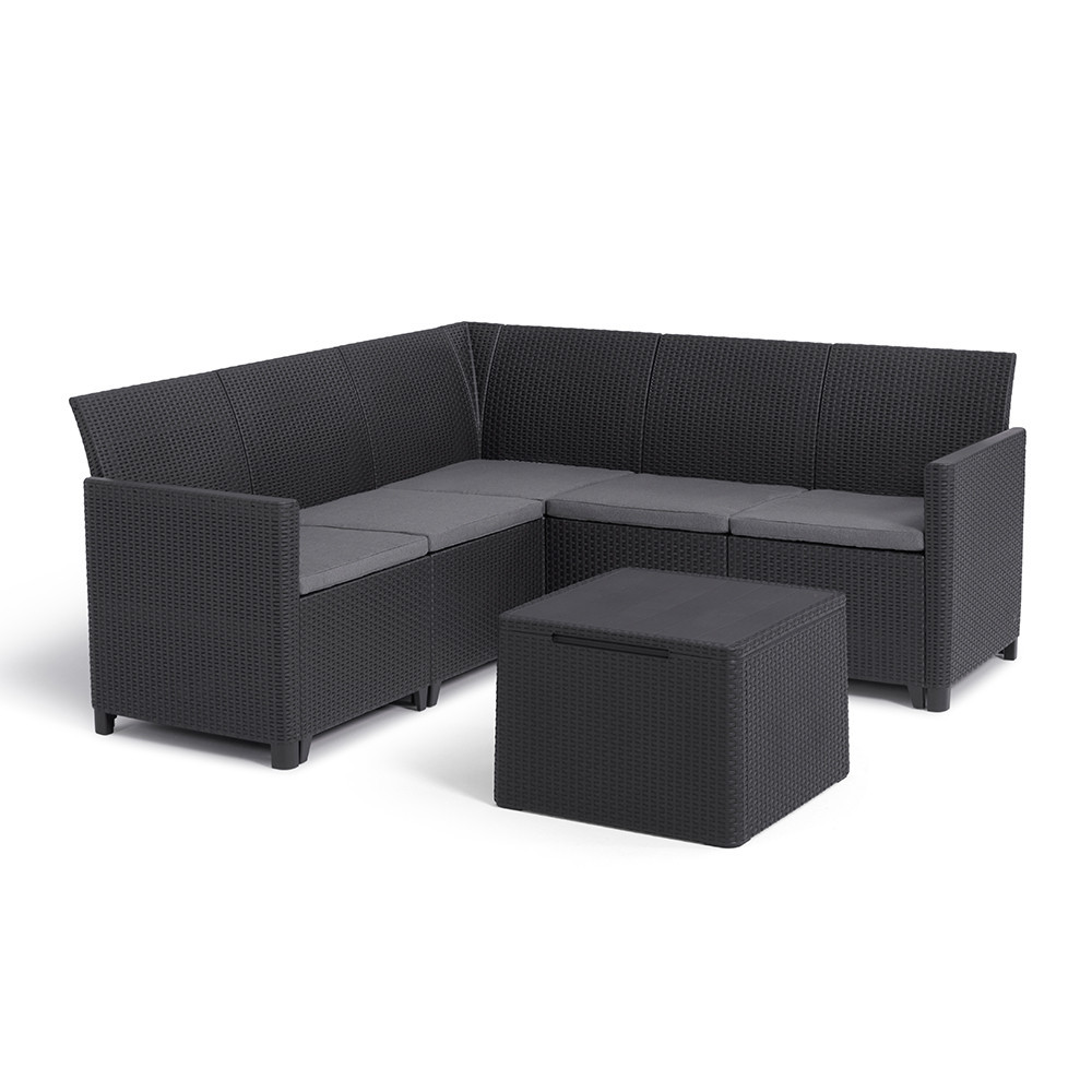 Curver Set de colț de grădină Claire cu 5 locuri, masă și suport pentru perne Mobalis Homvera