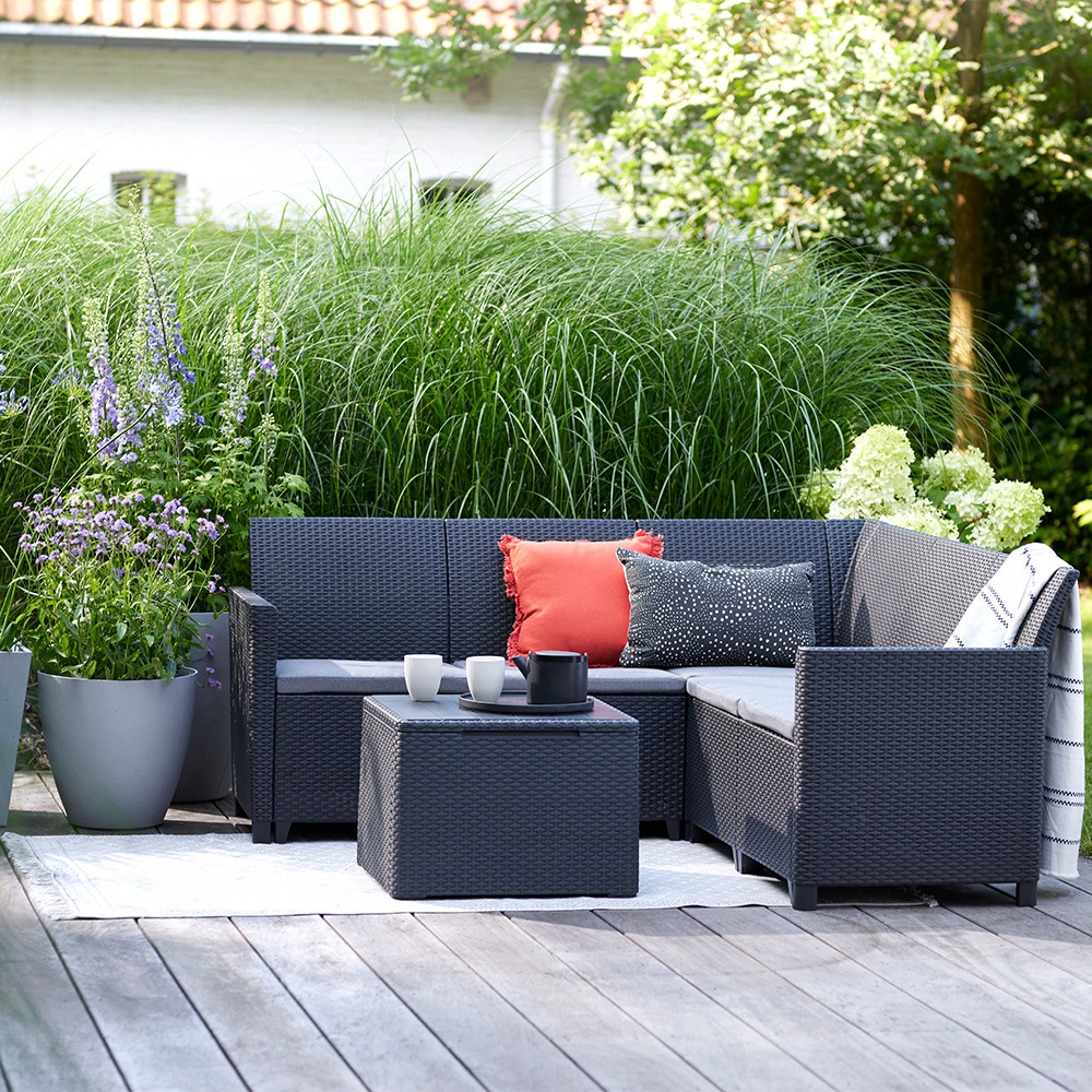 Curver Set de colț de grădină Claire cu 5 locuri, masă și suport pentru perne Mobalis Homvera