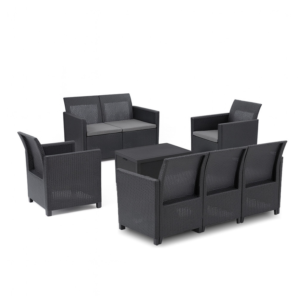 Curver Set de mobilier de grădină Claire V cu 7 locuri și masă de depozitare Arica Mobalis Homvera