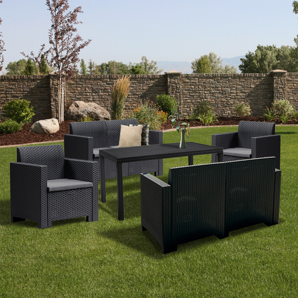 Leziter Set de mobilier de grădină Nero IV Big cu 6 locuri Mobalis Homvera