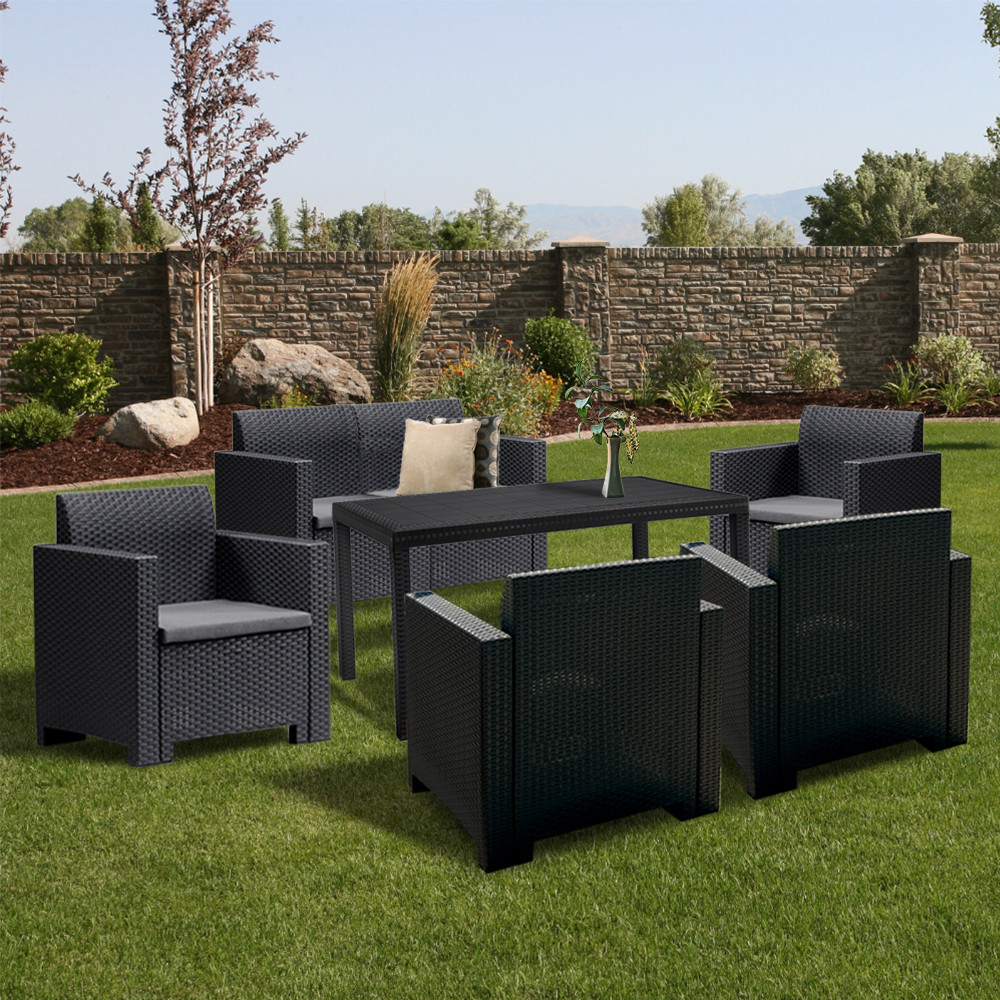 Leziter Set de mobilier de grădină Nero IV cu 6 locuri Mobalis Homvera