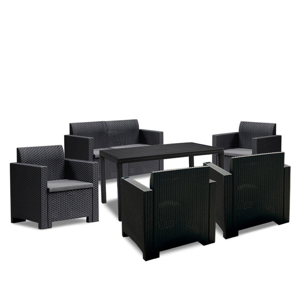 Leziter Set de mobilier de grădină Nero IV cu 6 locuri Mobalis Homvera