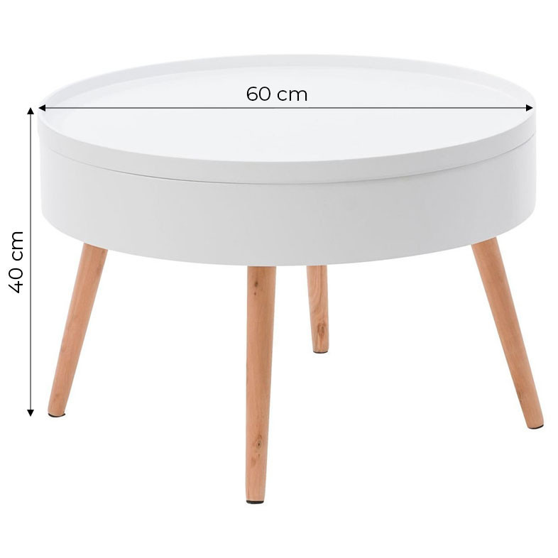 Homelux Masă de cafea rotundă cu spațiu de depozitare 60 cm Mobalis Homvera