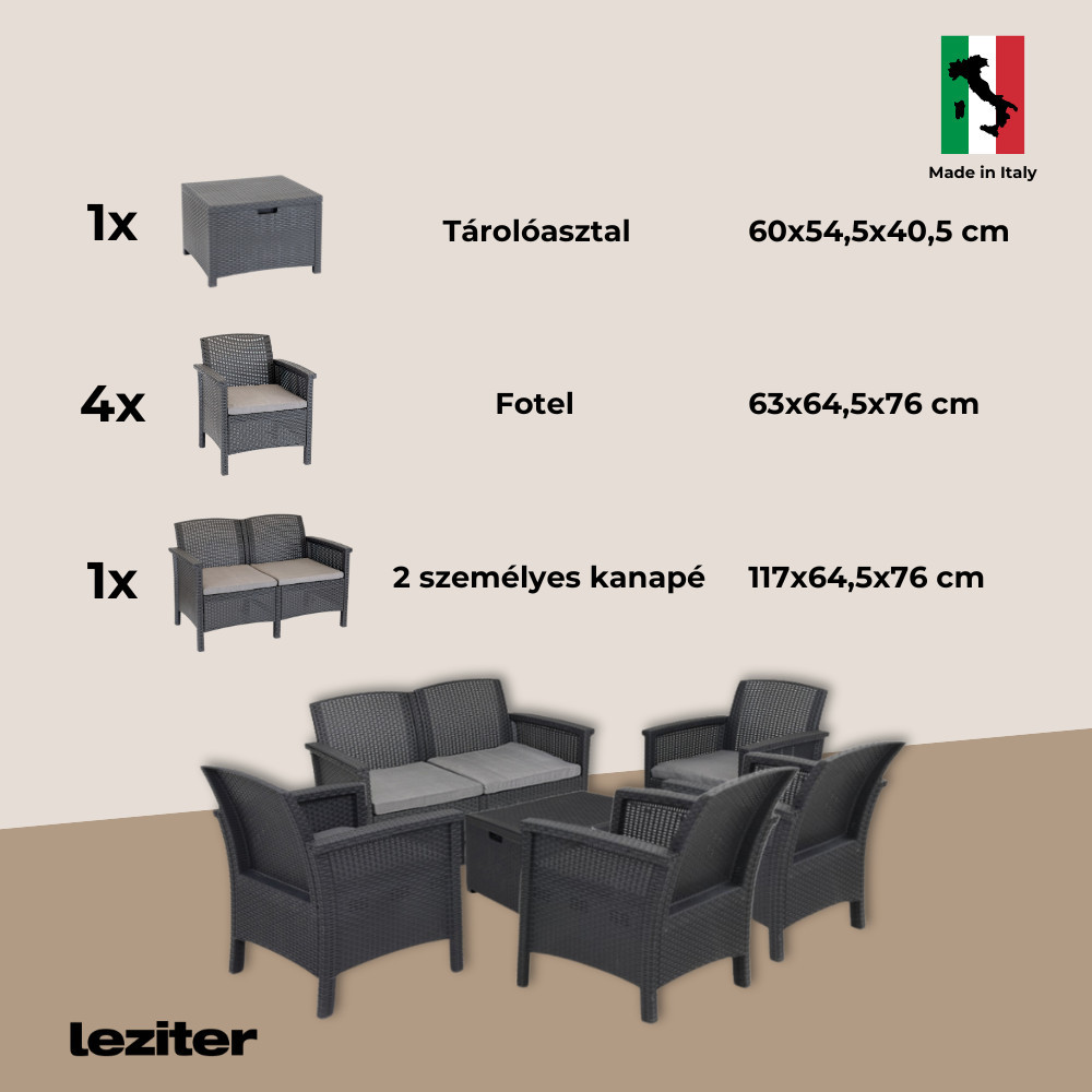 Leziter Set de mobilier de grădină Venus II Big cu 6 locuri Mobalis Homvera