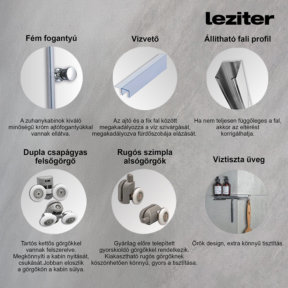 Leziter Cabină de duș Marco Black II 90x90 cm cu cădiță de duș Mobalis Homvera