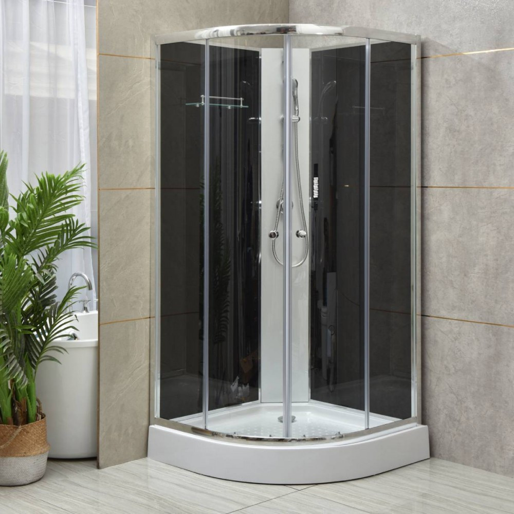 Leziter Cabină de duș Marco Black II 90x90 cm cu cădiță de duș Mobalis Homvera