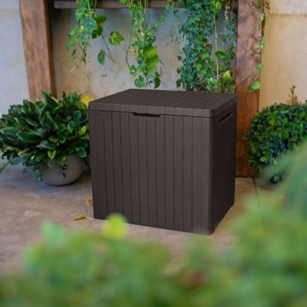 Curver Cutie de depozitare pentru grădină din plastic City, 113L, maro Mobalis Homvera