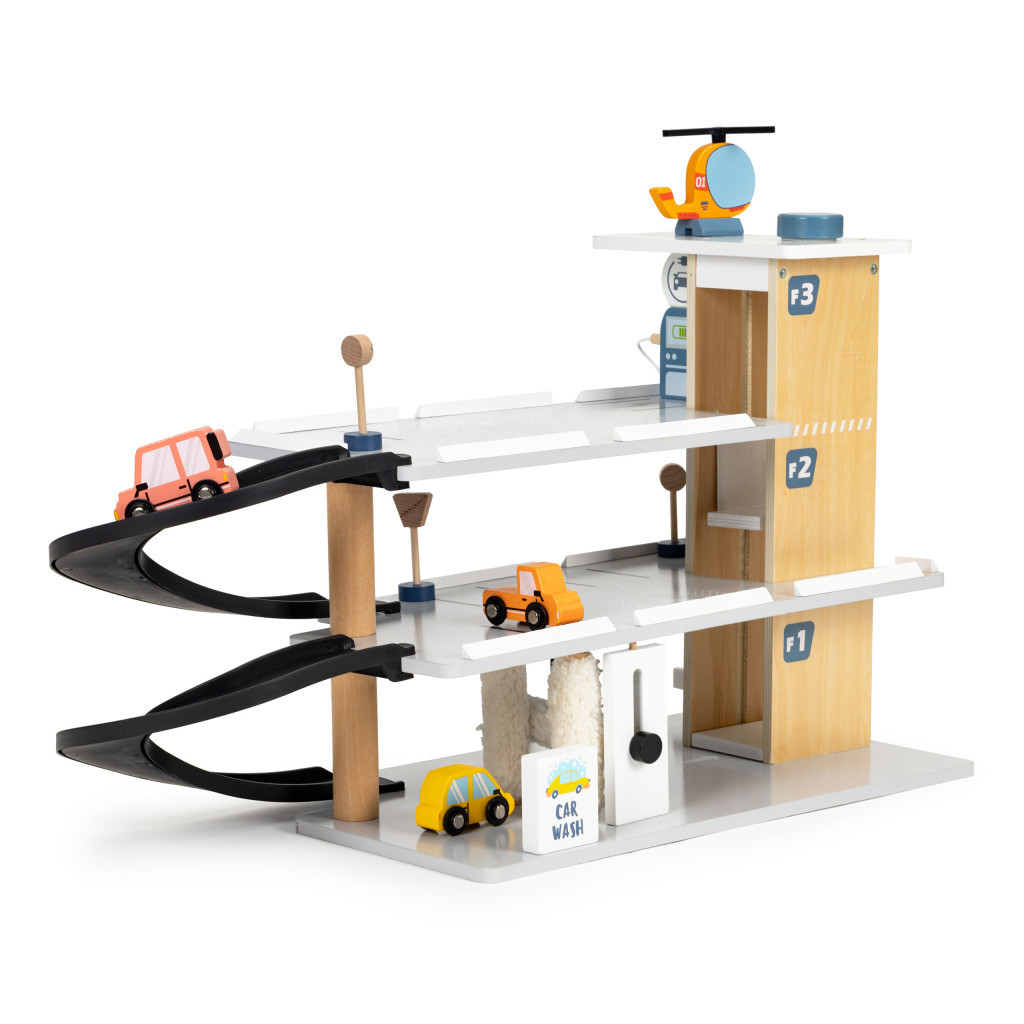 Homelux Garaj mare din lemn cu lift pentru mașini, spălătorie auto cu elicopter Mobalis Homvera