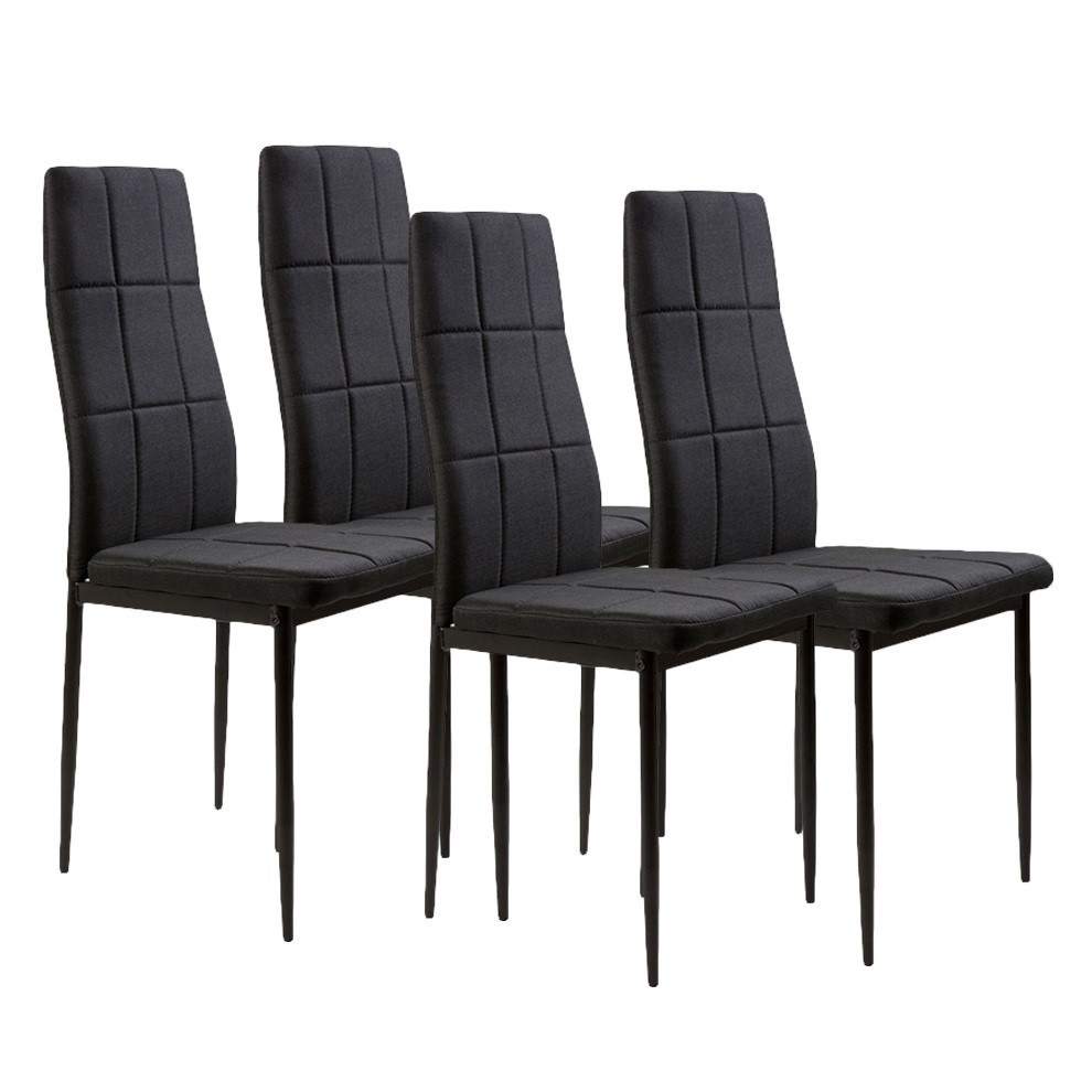 Homelux Set de 4 scaune de sufragerie cu spătar înalt din material textil negru Mobalis Homvera