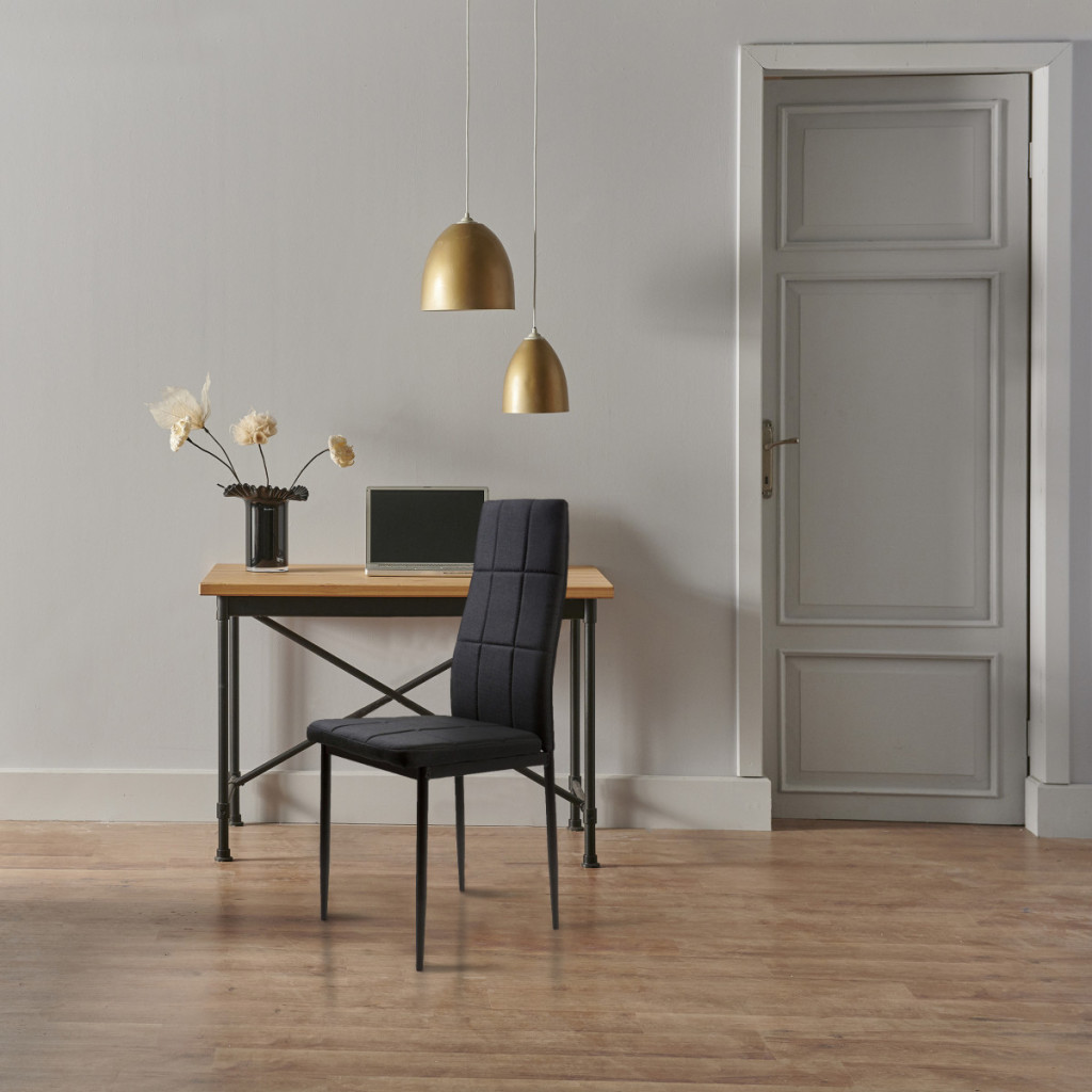 Homelux Set de 4 scaune de sufragerie cu spătar înalt din material textil negru Mobalis Homvera