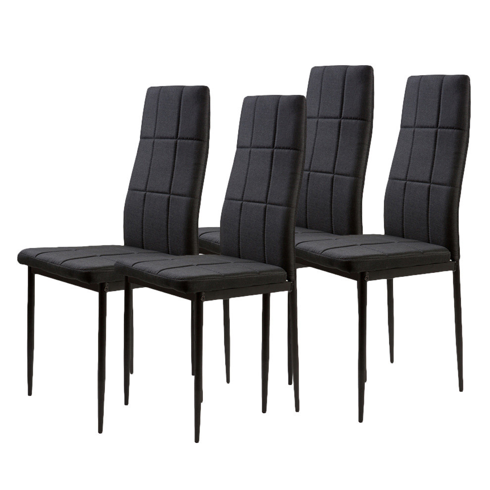 Homelux Set de 4 scaune de sufragerie cu spătar înalt din material textil negru Mobalis Homvera