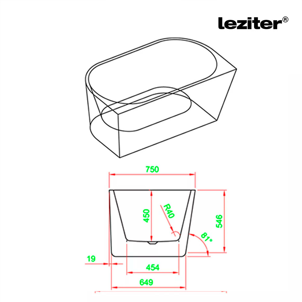 Leziter Cadă de baie independentă Mobalis Homvera