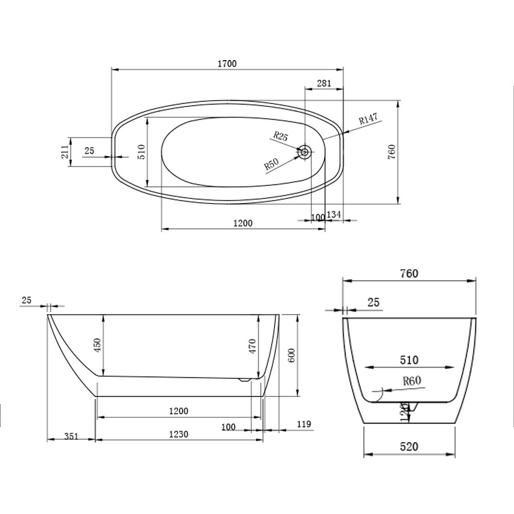 Leziter Cadă de baie independentă Riva Mobalis Homvera