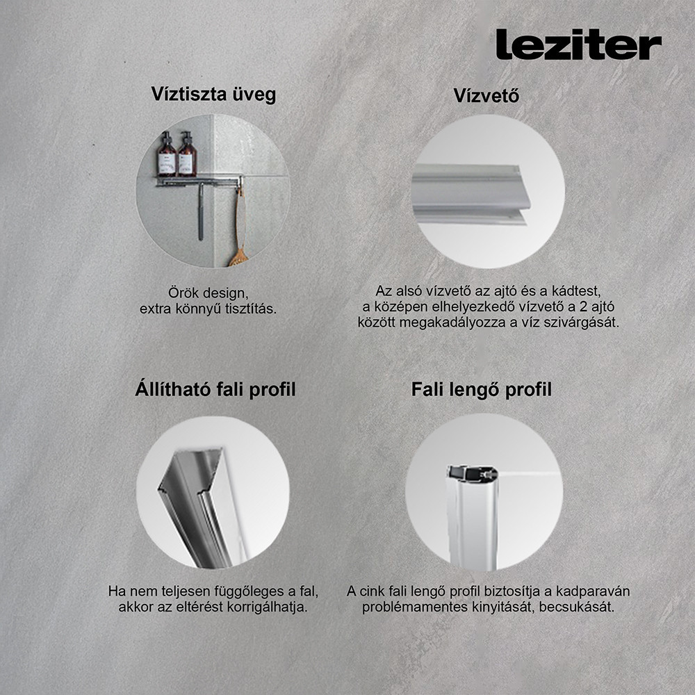 Leziter Paravan de baie Alor 122x140 cm Mobalis Homvera