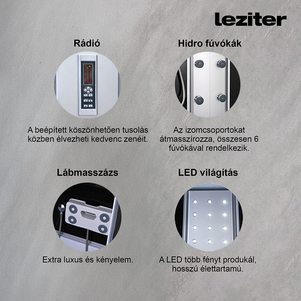 Leziter Cabină de duș cu hidromasaj Lia 80x120 cm, stânga Mobalis Homvera