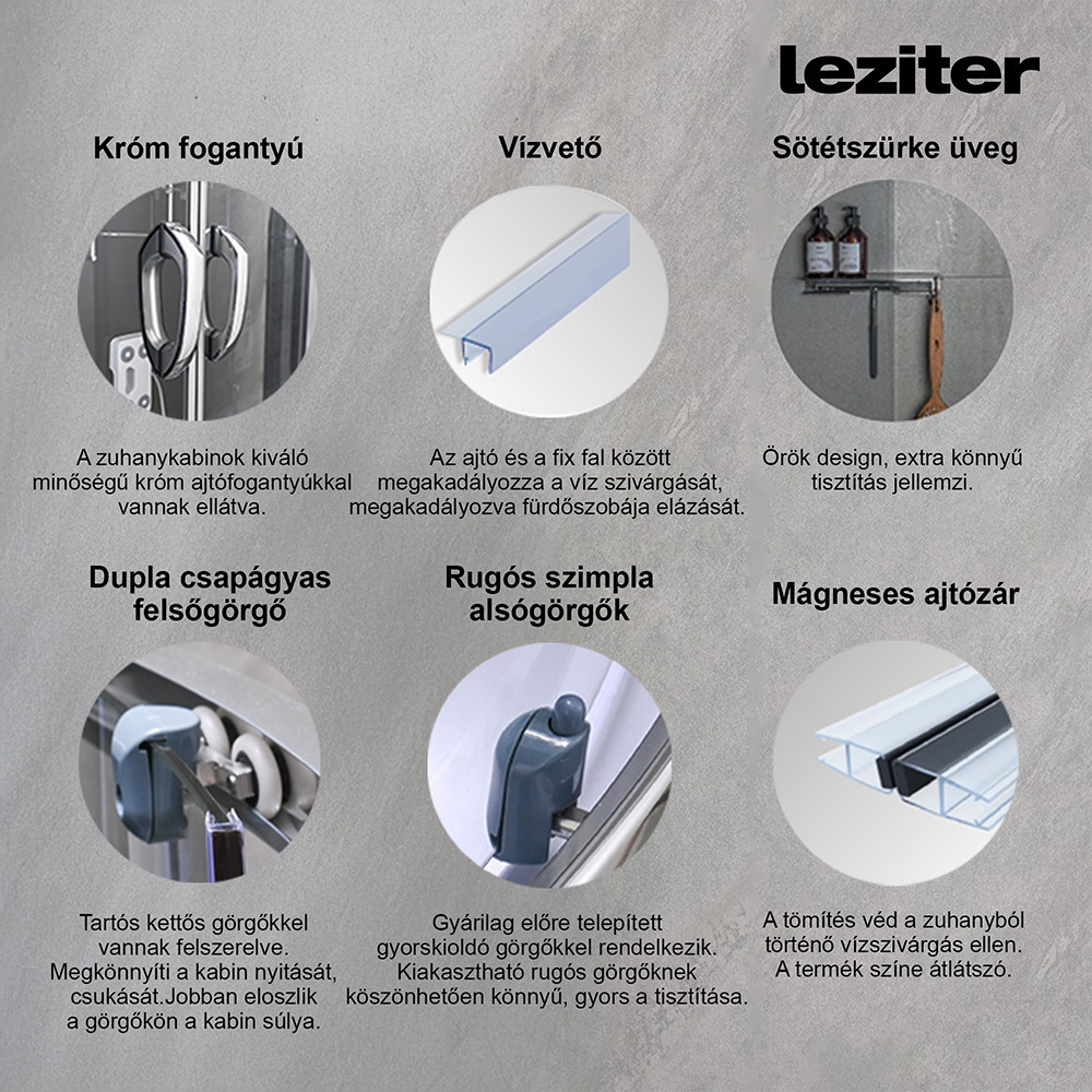 Leziter Cadă cu hidromasaj Emilia 85x170 cm cu electronică Neagră Mobalis Homvera