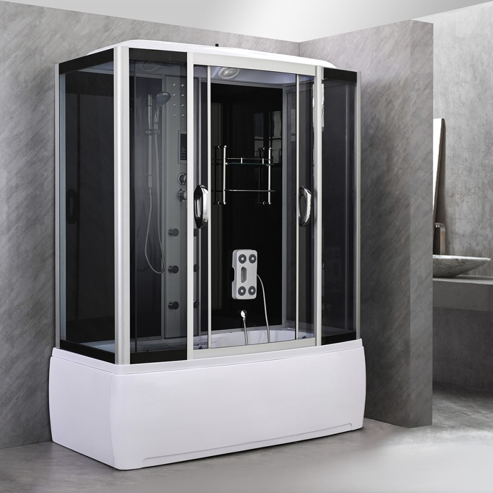 Leziter Cadă cu hidromasaj Emilia 85x170 cm cu electronică Neagră Mobalis Homvera