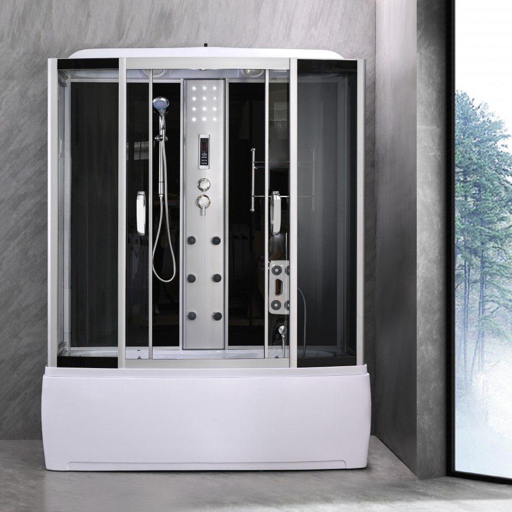 Leziter Cadă cu hidromasaj Emilia 85x170 cm cu electronică Neagră Mobalis Homvera